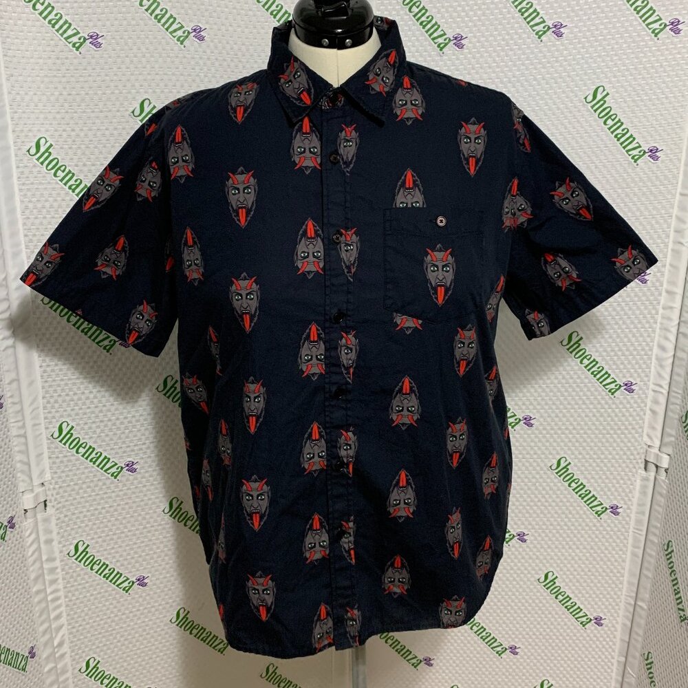 Middle Of Beyond Button Down Shirt Krampus Christmas MOB Black Men XL